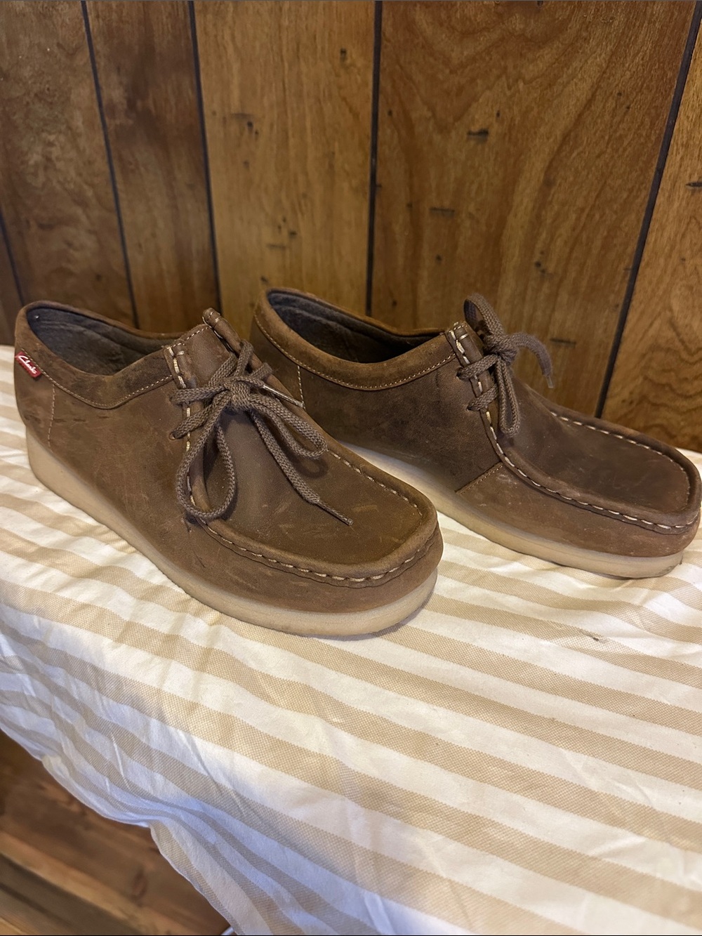Clarks Brown Suede Lace-Up Moccasin Loafers